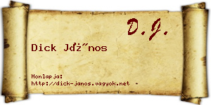 Dick János névjegykártya